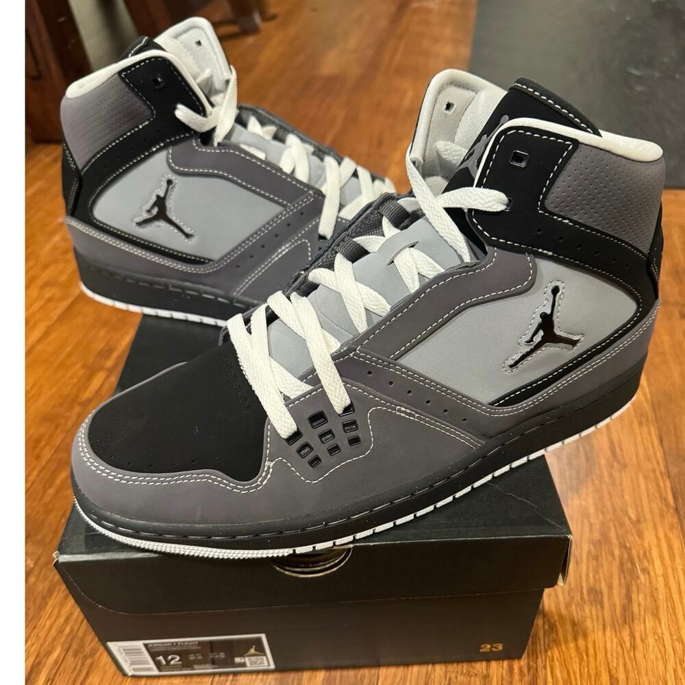 Nike Air Jordan 1 Flight Lt Graphite Black Stealth Men 12 NIB sneaker 372704 00